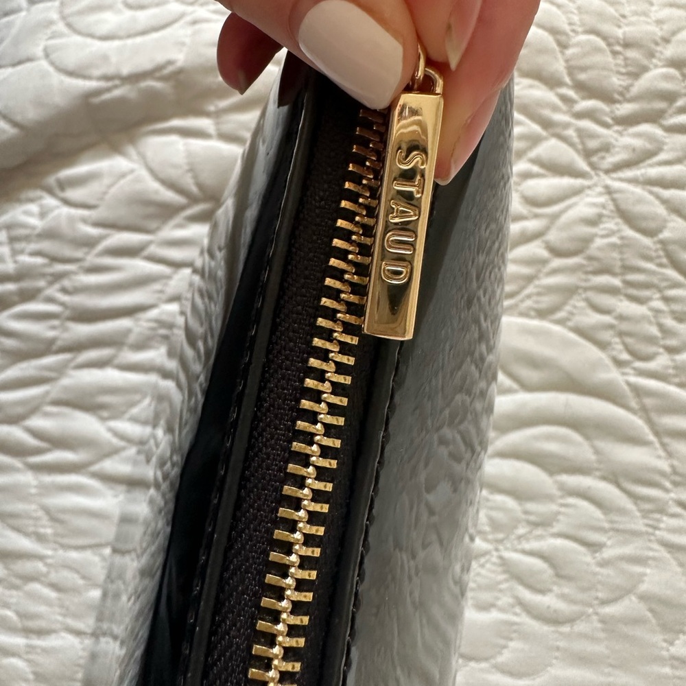 STAUD glam leather clutch